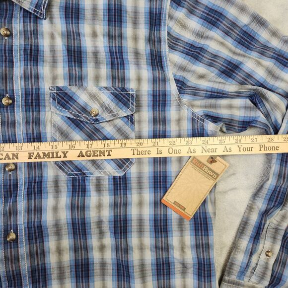 Ruff Hewn Button Down Shirt Mens XL Blue Plaid Western‎ Rancher Church Casual - Picture 6 of 6